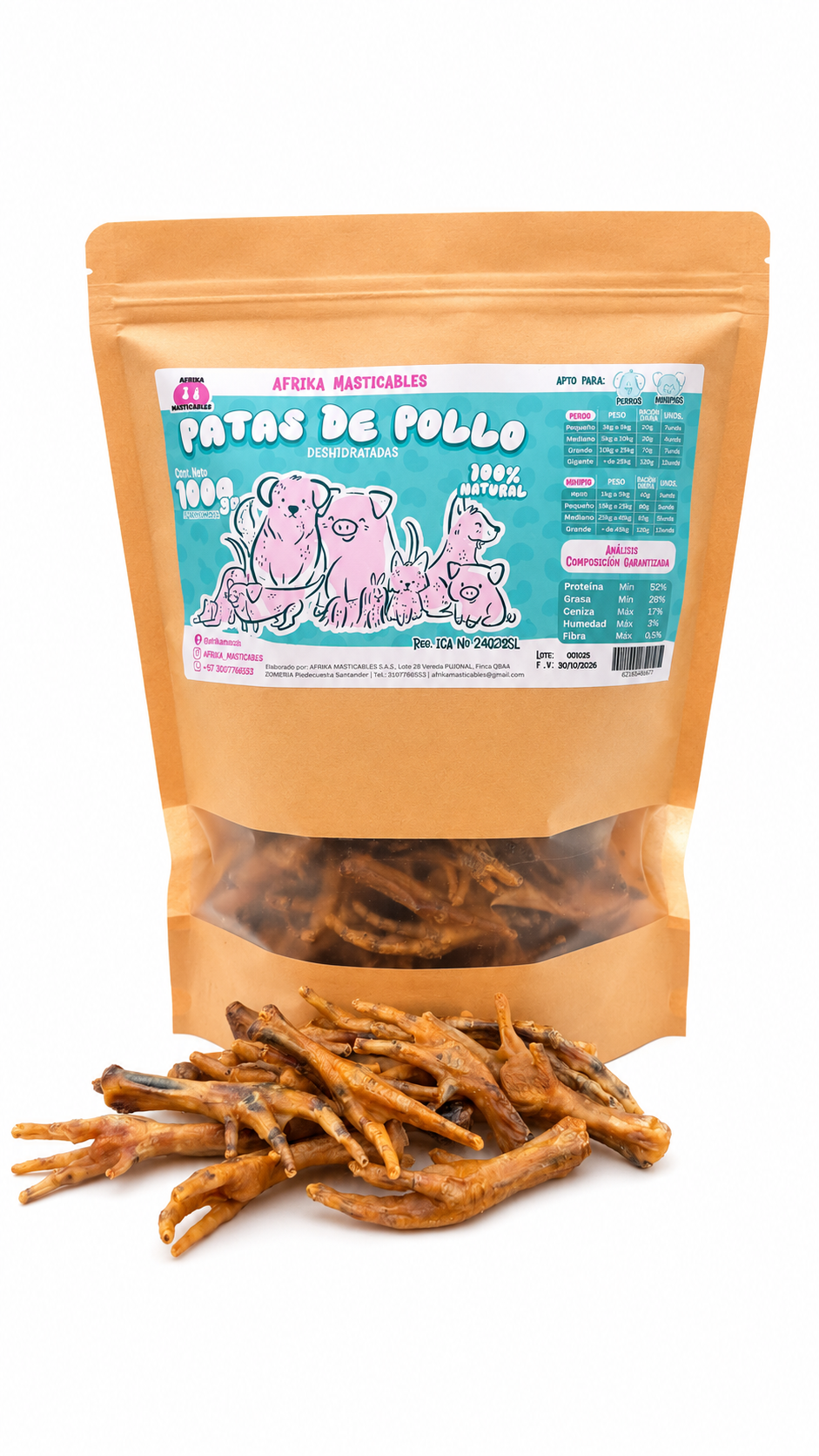 PATAS DE POLLO DESHIDRATADAS 1000GR